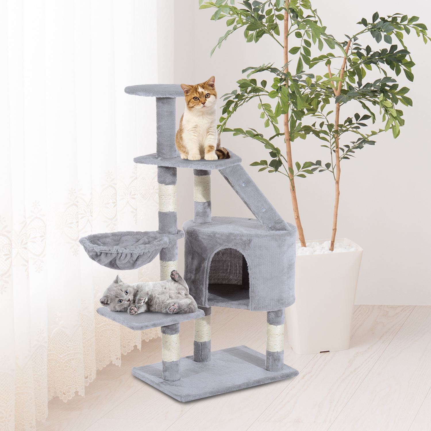 Pawhut Deluxe Cat Tree Climb Post Kitten Scratching Condo Furniture